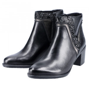 Ghete dama Rieker Y2063-00-Negru casual piele naturala cu toc negru