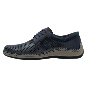Pantofi barbati, Rieker, 05213-14-Albastru, casual, piele naturala, perforati, cu talpa joasa, albastru
