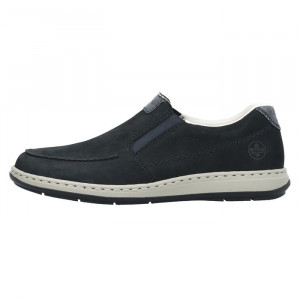 Pantofi barbati, Rieker, 17359-14-Albastru-Inchis, casual, piele naturala, cu talpa joasa, albastru inchis