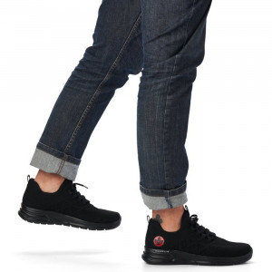 Pantofi barbati Rieker B7376-00-Negru sport textil cu talpa joasa negru