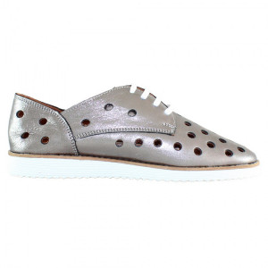 Pantofi dama Dogati 1205-Argintiu casual piele naturala cu talpa joasa argintiu