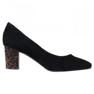 Pantofi dama Epica JIXQ675-DA037-P8563T-01-I-Negru elegant piele intoarsa cu toc negru