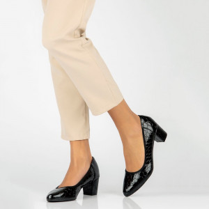 Pantofi dama Filippo DP4497-23-BK-Negru elegant piele ecologica cu toc negru