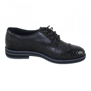 Pantofi dama Nicolis 110706-Negru casual piele naturala cu toc negru