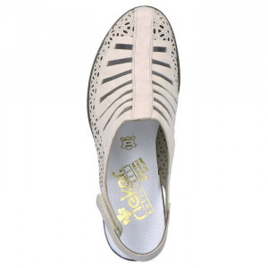 Pantofi dama Rieker 40959-60-Bej casual piele naturala cu toc bej
