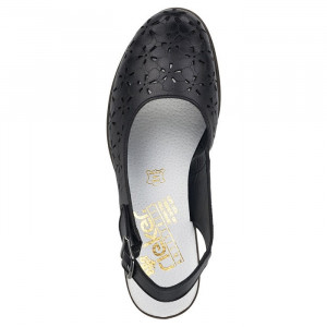 Pantofi dama Rieker 40981-00-Negru casual piele naturala cu toc negru