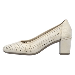 Pantofi dama, Rieker, 41057-60-Bej, casual, piele ecologica, perforati, cu toc, bej