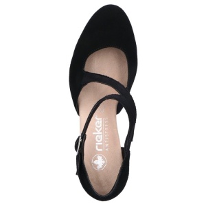 Pantofi dama Rieker 41080-00-Negru elegant piele intoarsa cu toc negru