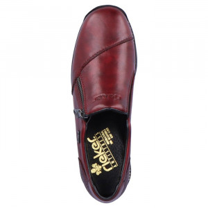 Pantofi dama Rieker 44265-35-Bordo casual piele naturala impermeabil cu talpa joasa bordo