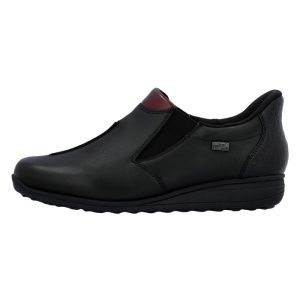 Pantofi dama, Rieker, 47253-00-Negru, casual, piele naturala, impermeabil, cu talpa joasa, negru