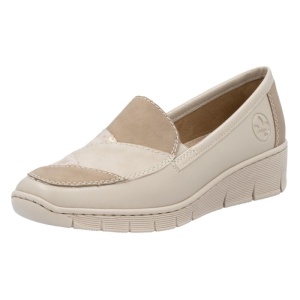 Pantofi dama Rieker 53785-60-Bej casual piele naturala cu talpa joasa bej