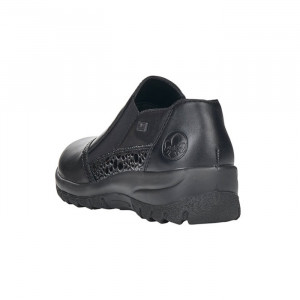 Pantofi dama Rieker L7178-00-Negru casual piele naturala impermeabil cu talpa joasa negru