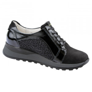 Pantofi dama Waldlaufer 364023-308-564-Hiroko-Negru sport piele naturala cu talpa joasa negru