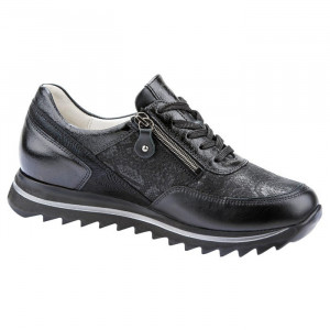 Pantofi dama Waldlaufer 923011-702-001-Haiba-Negru sport piele naturala cu talpa joasa negru