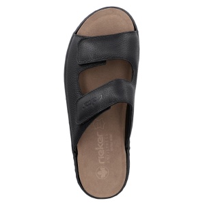 Papuci barbati Rieker 20390-00-Negru casual piele naturala cu talpa joasa negru