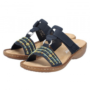 Papuci dama Rieker 60867-14-Albastru-Inchis casual piele ecologica cu talpa joasa albastru inchis