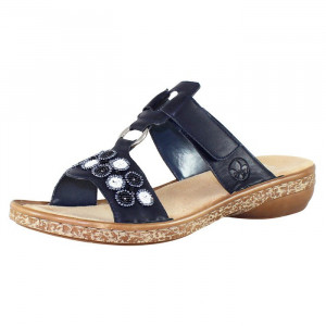 Papuci dama Rieker 62828-14-Albastru-Inchis casual piele ecologica cu talpa joasa albastru inchis