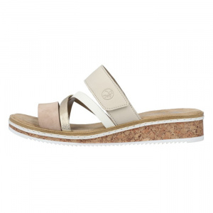 Papuci dama, Rieker, V3652-94-Multicolor, casual, piele ecologica, cu talpa joasa, multicolor