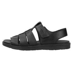 Sandale barbati, Rieker, 24262-00-Negru, casual, piele naturala, cu talpa joasa, negru