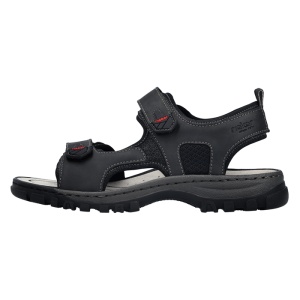 Sandale barbati, Rieker, 25055-00-Negru, sport, piele ecologica, cu talpa joasa, negru