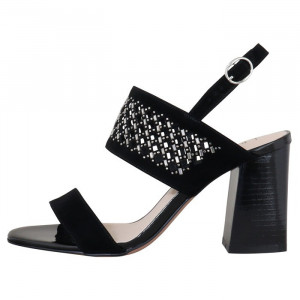 Sandale dama Epica QVZ551-R52-Y002-01-I-Negru elegant piele intoarsa cu toc negru