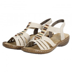 Sandale dama Rieker 60851-62-Bej casual piele ecologica cu talpa joasa bej