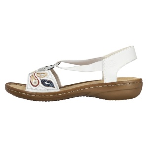Sandale dama, Rieker, 608B4-80-Alb, casual, piele ecologica, cu talpa joasa, alb