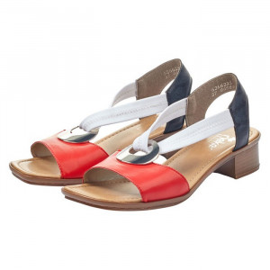Sandale dama Rieker 62662-35-Rosu casual piele ecologica cu toc rosu