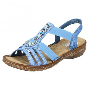 Sandale dama Rieker 62858-12-Albastru-Deschis casual sintetic cu talpa joasa albastru deschis