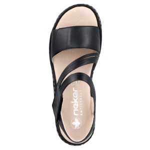 Sandale dama Rieker 65964-00-Negru casual piele naturala cu talpa joasa negru