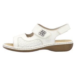 Sandale dama, Rieker, 65989-82-Alb, casual, piele ecologica, cu talpa joasa, alb