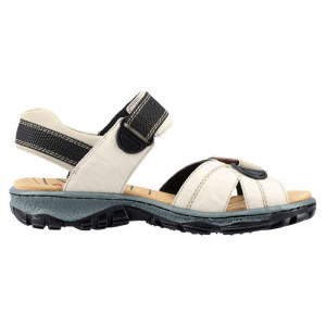 Sandale dama Rieker 68851-60-Bej sport piele naturala cu talpa joasa bej