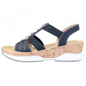 Sandale dama Rieker V7771-14-Albastru-Inchis casual piele ecologica cu talpa joasa albastru inchis