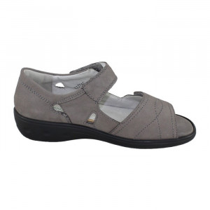 Sandale dama Waldlaufer 684021-191-088-Kara-Gri casual piele naturala cu talpa joasa gri