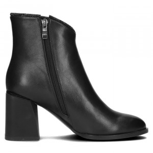 Botine dama Filippo DBT4875-23-BK-Negru elegant piele ecologica cu toc negru
