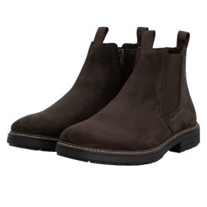 Cizme barbati Rieker 33180-28-Maro casual piele intoarsa scurte imblanite cu toc maro