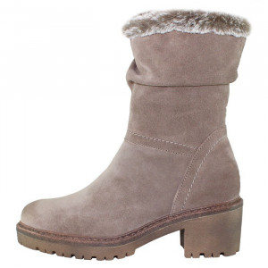 Cizme dama Marco Tozzi 2-26499-23-346-Bej casual piele intoarsa scurte cu toc bej