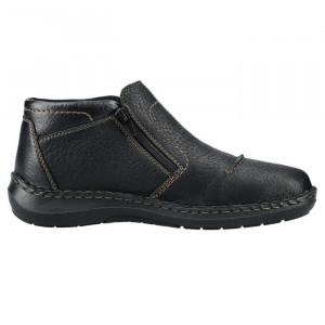 Ghete barbati Rieker 03072-00-Negru casual piele naturala impermeabil imblanite cu talpa joasa negru