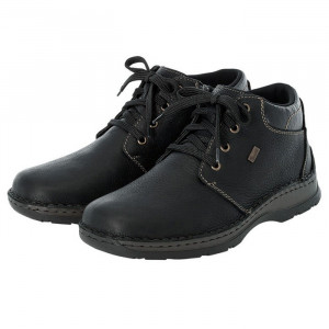 Ghete barbati Rieker 05305-00-Negru casual piele naturala impermeabil imblanite cu talpa joasa negru