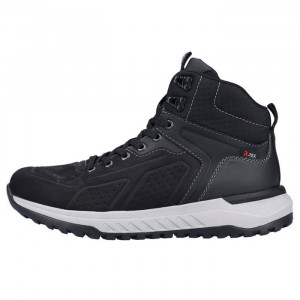 Ghete barbati, Rieker, U0161-00-Negru, sport, piele naturala, impermeabil, cu talpa joasa, negru