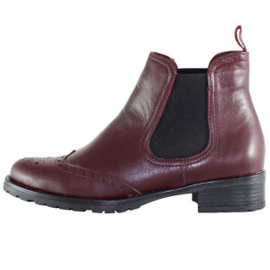 Ghete dama Elvis 432-4-Bordo casual piele naturala cu toc bordo