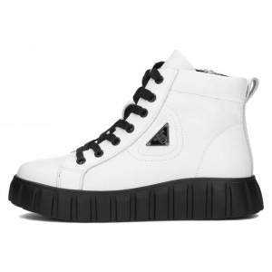 Ghete dama Filippo DBT4146-23-WH-Alb casual piele naturala cu talpa joasa alb