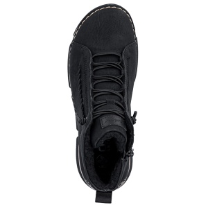Ghete dama Rieker 45912-00-Negru casual piele ecologica imblanite cu talpa joasa negru