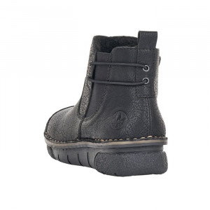Ghete dama Rieker 73362-00-Negru casual piele ecologica imblanite cu talpa joasa negru