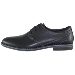 Pantofi barbati, Pieton, 142-S-Negru, elegant, piele naturala, cu toc, negru