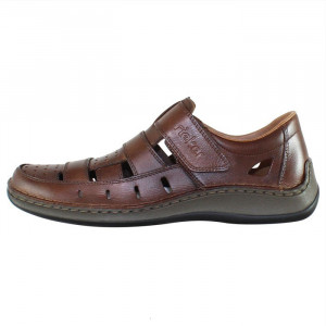 Pantofi barbati, Rieker, 05268-25-Maro, casual, piele naturala, perforati, cu talpa joasa, maro