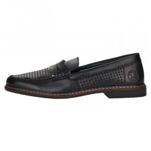 Pantofi barbati, Rieker, 13470-00-Negru, casual, piele naturala, perforati, cu toc, negru