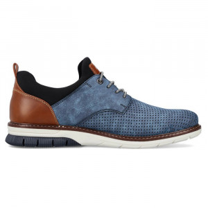 Pantofi barbati Rieker 14450-14-Albastru casual piele ecologica cu talpa joasa albastru