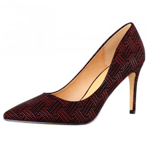Pantofi dama Azarey 459D720-Rosu elegant textil cu toc rosu