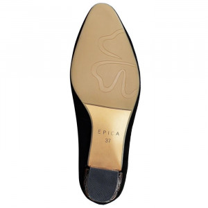 Pantofi dama Epica JIXQ675-DA037-P8563T-01-I-Negru elegant piele intoarsa cu toc negru